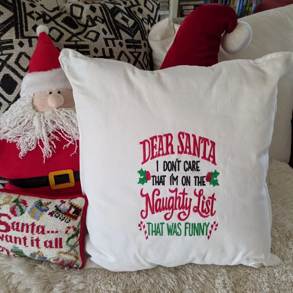 NWOT Christmas Naughty List Theme Throw Pillow 18